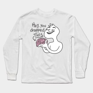 Cartoon man holding brain Long Sleeve T-Shirt